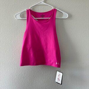 NEW Girl’s Under Armour Pink Motion Crop Racerback Athletic Tank Sz XL
